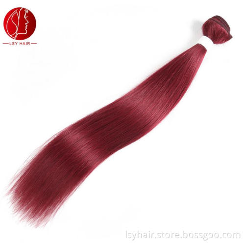Ali Express Color 99J Brazilian Straight Human Hair Weave Bundle  With Ear to Ear 13*4 Frontal Online Sale Mago Hair Extensions